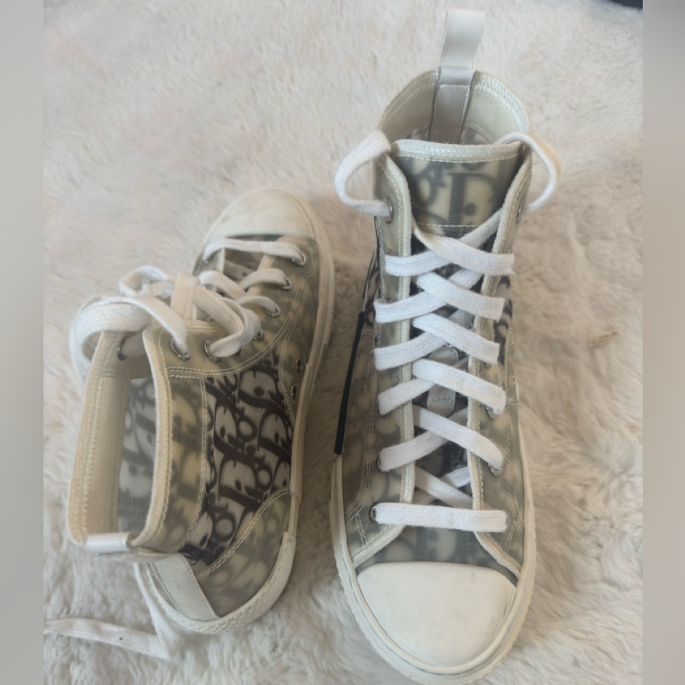 Dior B23 High-Top Sneakers in White and Black - Picture 10 of 12